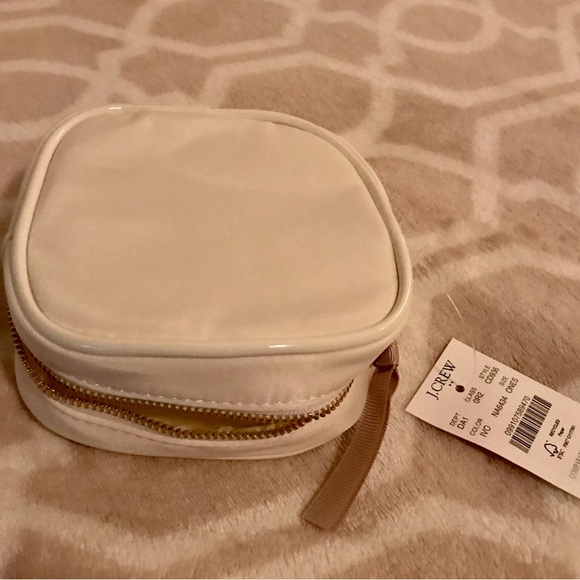 J. Crew Cream Cosmetic Bag with Smooth Texture and Zipper Closure - Picture 3 of 3